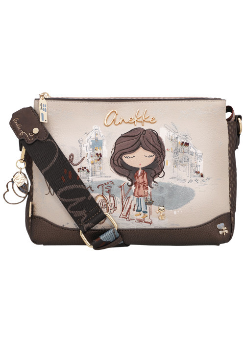 Sac à bandoulière beige pourvu d'une large...