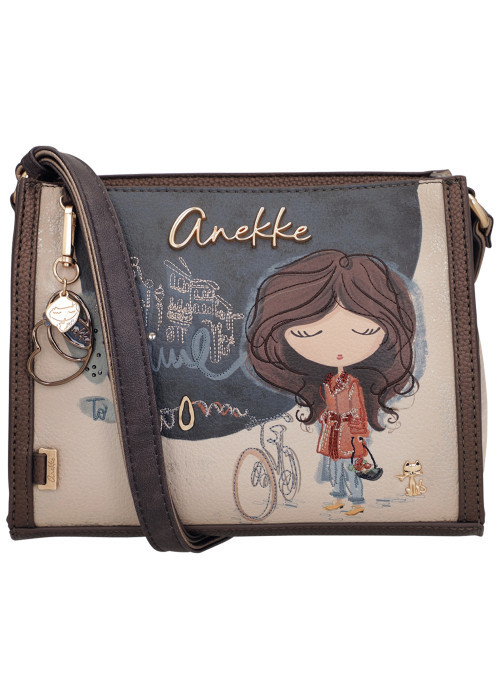 Sac à bandoulière marine à motifs pourvu d'une bandoulière réglable