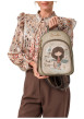Thumbnail Sac à dos beige à motifs pourvu de bretelles réglables et d'une anse à main - Image 6
