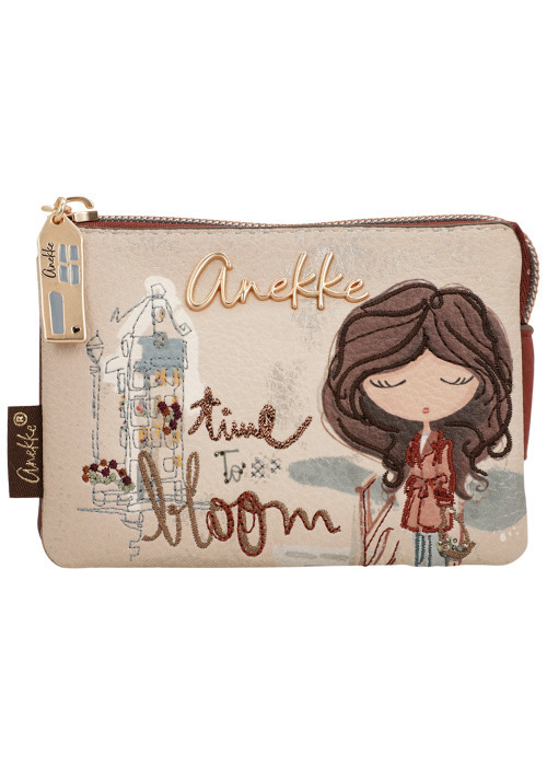 Porte-monnaie beige pourvu de multiples...