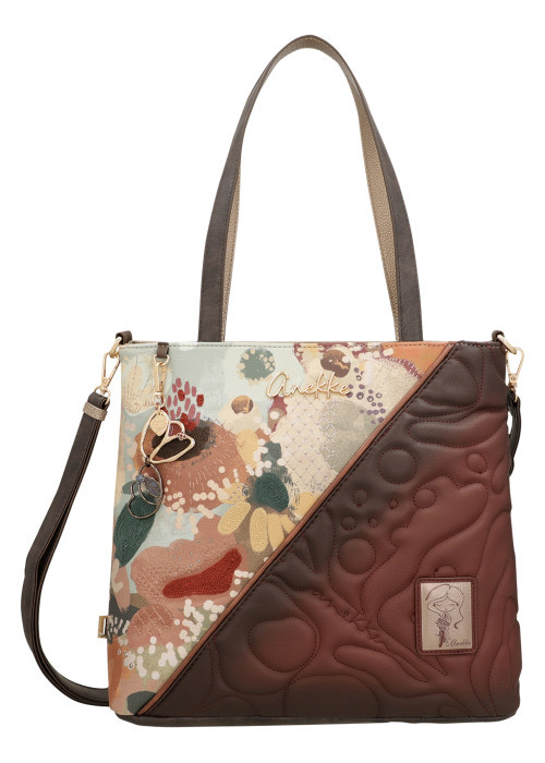 Sac à main porté épaule marron et beige pourvu...