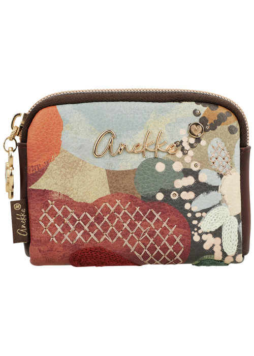Porte-monnaie multicolore à motifs pourvu d'une fermeture zippée