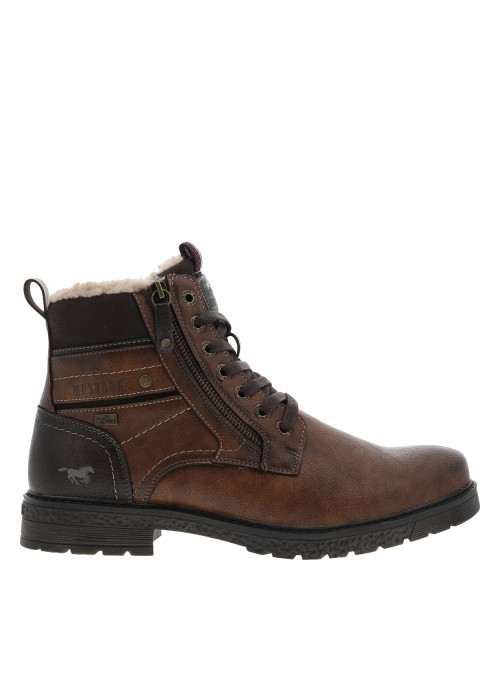 Bottines marron à talon décroché bas et à lacets et zip latéral