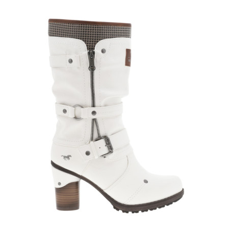 Bottes blanches à talon décroché haut avec des...