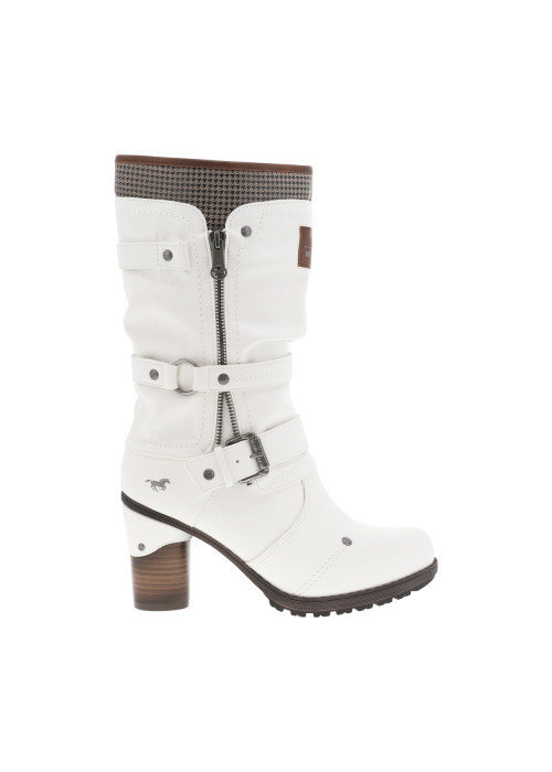 Bottes blanches à talon décroché haut avec des...