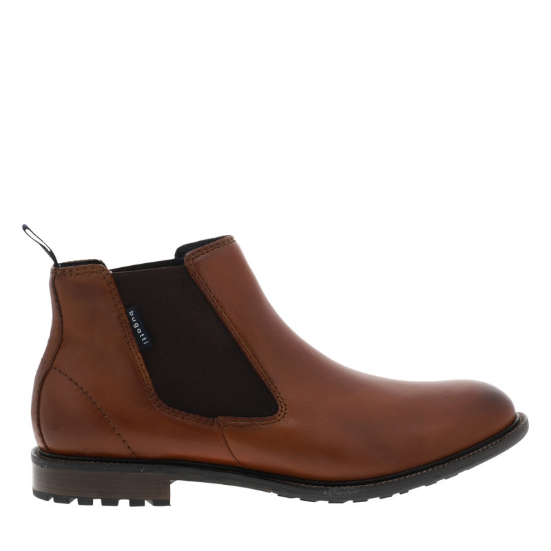 Bugatti - Boots En Cuir Brun à Talon Décroché Bas Pourvues De Soufflets élastiqués - Brun