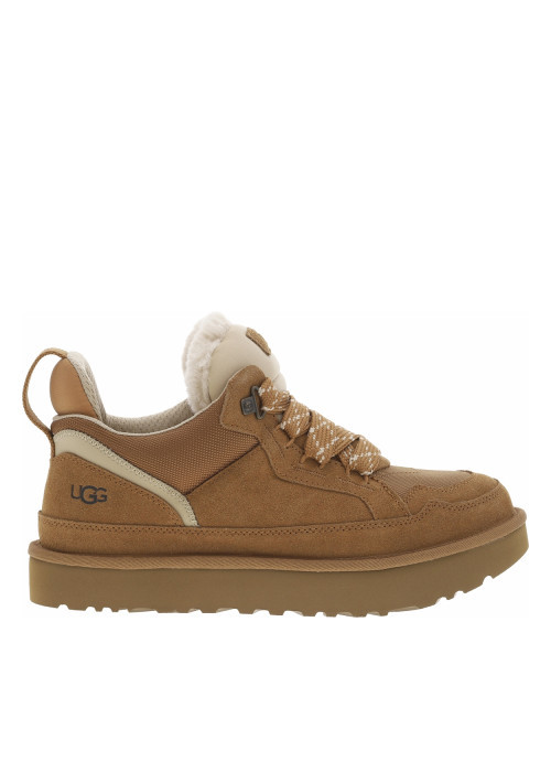 Sneakers en cuir camel à talon plat avec...