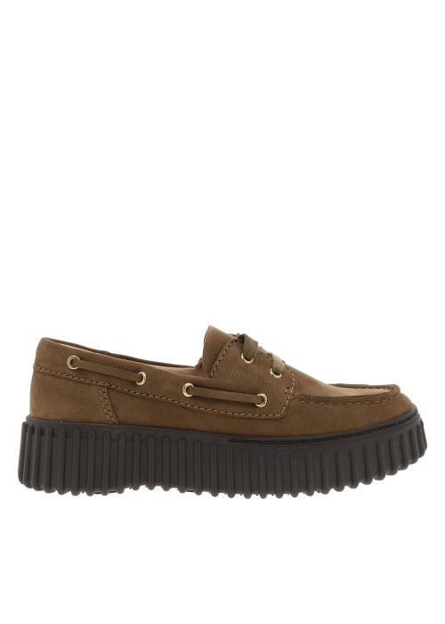 Mocassins bateau Torhill Boat en cuir marron à talon plat munis de lacets plats