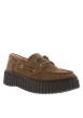 Thumbnail Mocassins bateau Torhill Boat en cuir marron à talon plat munis de lacets plats - Image 2