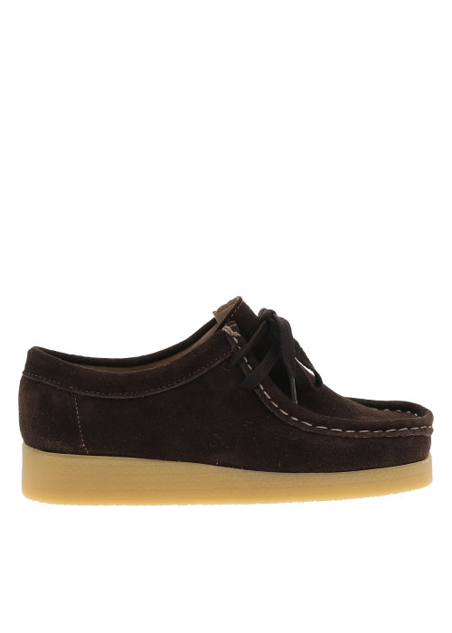 Mocassins Bee en cuir nubuck chocolat à talon plat pourvus de lacets