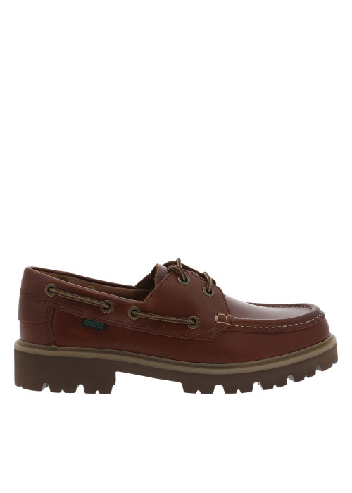 Mocassins bateau Cleyhill Boat en cuir chocolat à talon décroché bas