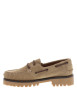 Thumbnail Mocassins bateau Flakes en cuir nubuck beige à talon décroché bas - Image 3