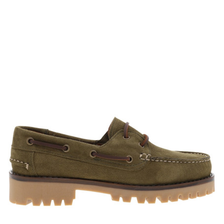 Mocassins bateau Flakes en cuir nubuck kaki à...