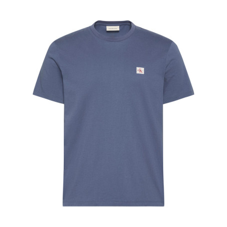 T-shirt bleu moyen à col rond en coton doté...