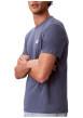 Thumbnail T-shirt bleu moyen à col rond en coton doté d'une coupe droite - Image 3
