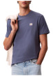 Thumbnail T-shirt bleu moyen à col rond en coton doté d'une coupe droite - Image 4