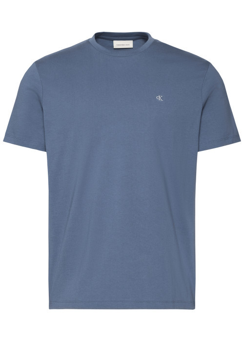T-shirt bleu foncé à col rond en coton avec une...