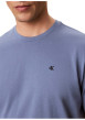 Thumbnail T-shirt bleu foncé à col rond en coton avec une coupe droite - Image 5