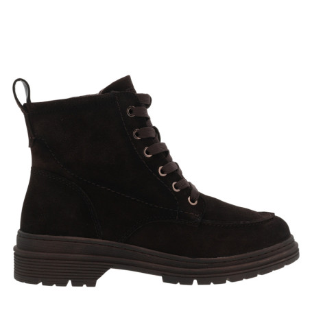 Bottines en cuir chocolat à talon décroché bas...