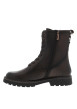 Thumbnail Bottines en cuir marron à talon décroché bas pourvues de lacets plats - Image 3