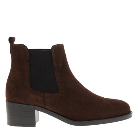 Boots en cuir moka à talon décroché moyen...