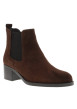 Thumbnail Boots en cuir moka à talon décroché moyen pourvues d'un soufflet élastiqué - Image 2