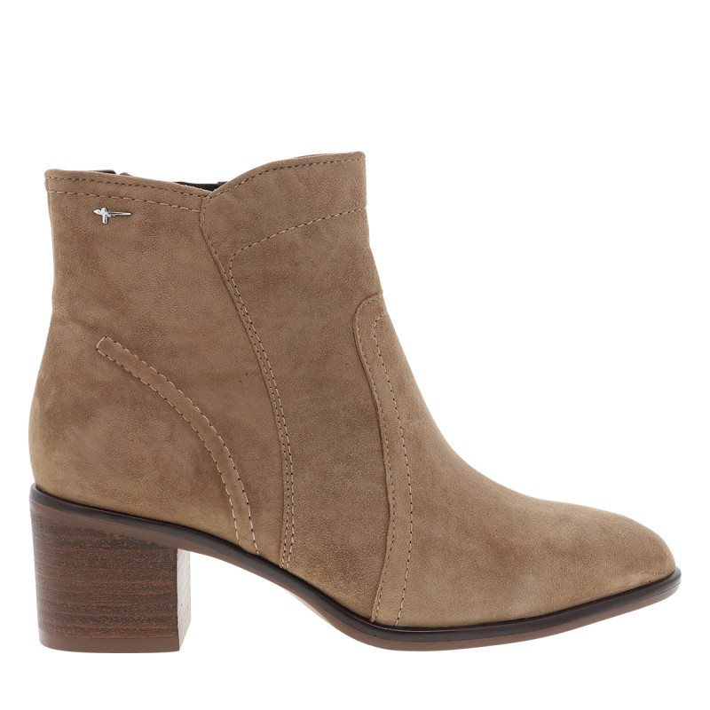 Tamaris - Bottines En Cuir Beige à Talon Décroché Moyen Pourvues D'un Zip Latéral - Beige Tamaris - Bottines En Cuir Beige à Talon Décroché Moyen Pourvues D'un Zip Latéral - Beige