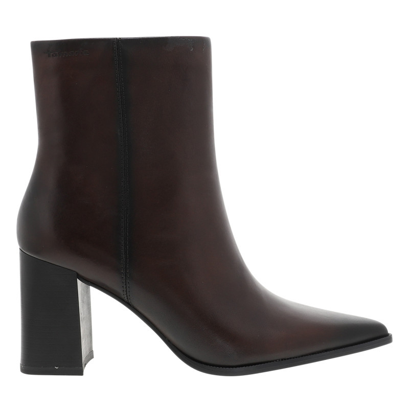 Tamaris - Bottines En Cuir Marron à Talon Compensé Haut Pourvues D'un Zip Latéral - Marron Tamaris - Bottines En Cuir Marron à Talon Compensé Haut Pourvues D'un Zip Latéral - Marron