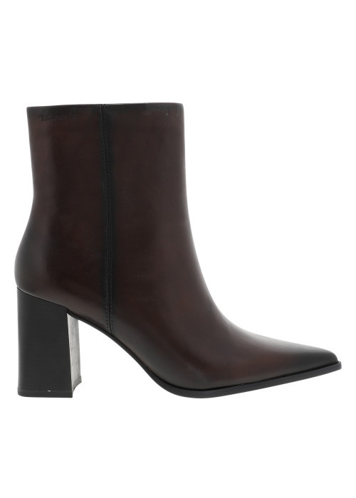 Bottines en cuir marron à talon compensé haut pourvues d'un zip latéral