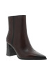 Thumbnail Bottines en cuir marron à talon compensé haut pourvues d'un zip latéral - Image 2