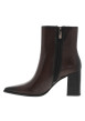 Thumbnail Bottines en cuir marron à talon compensé haut pourvues d'un zip latéral - Image 3