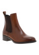 Thumbnail Boots en cuir cognac à talon décroché bas dotées d'un soufflet élastiqué - Image 2