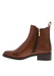 Thumbnail Boots en cuir cognac à talon décroché bas dotées d'un soufflet élastiqué - Image 3