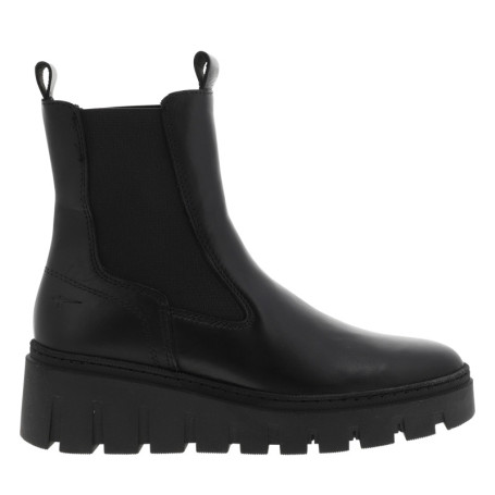 Boots en cuir noires avec un talon compensé et...