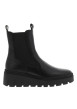 Thumbnail Boots en cuir noires avec un talon compensé et des soufflets élastiqués