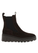 Thumbnail Boots en cuir chocolat avec un talon compensé et des soufflets élastiqués
