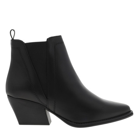 Boots en cuir noir à talon décroché moyen avec...