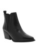 Thumbnail Boots en cuir noir à talon décroché moyen avec un soufflet élastiqué - Image 2