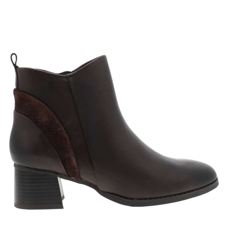 Marco Tozzi - Bottines En Cuir Marron à Talon Décroché Moyen Pourvue D'une Fermeture Latérale - Marron