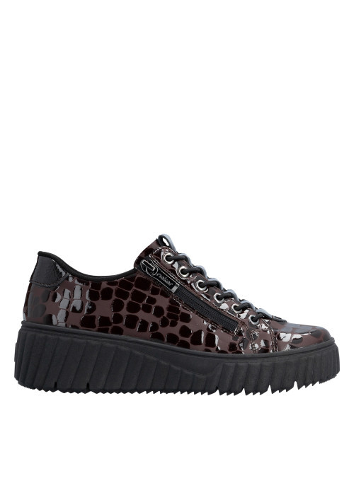 Sneakers marron à talon plateau pourvues d'une...