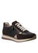 Thumbnail Baskets running en cuir brunes à talon plat avec lacets et zip latéral - Image 2