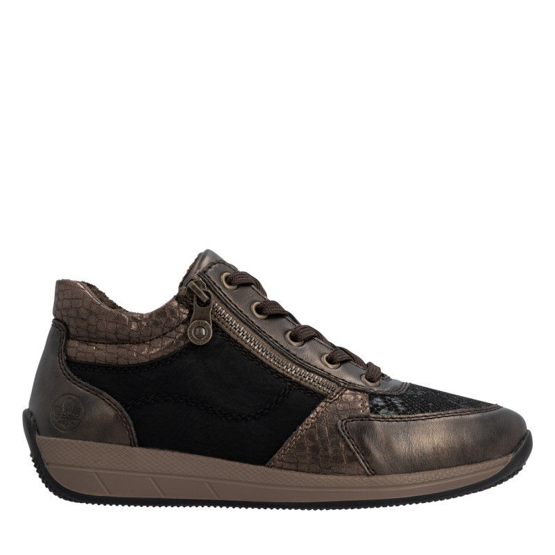 Rieker® - Sneakers Bronze à Talon Plat Pourvues De Lacets Et D'un Zip Latéral - Marron Rieker® - Sneakers Bronze à Talon Plat Pourvues De Lacets Et D'un Zip Latéral - Marron