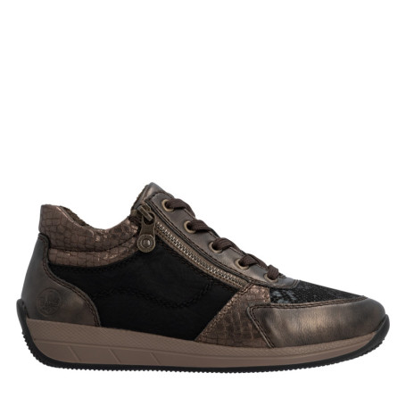 Sneakers bronze à talon plat pourvues de lacets...