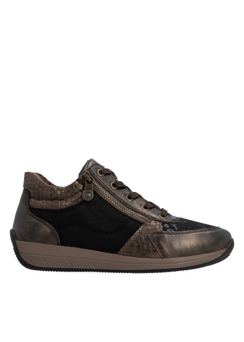 Sneakers bronze à talon plat pourvues de lacets...