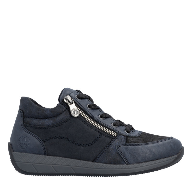 Rieker® - Sneakers Bleu Marine à Talon Plat Pourvues De Lacets Et D'un Zip - Bleu Foncé Rieker® - Sneakers Bleu Marine à Talon Plat Pourvues De Lacets Et D'un Zip - Bleu Foncé