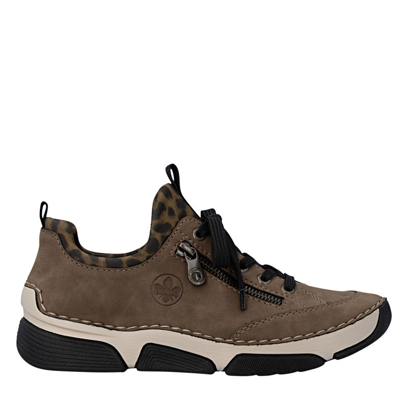 Rieker® - Sneakers Brunes à Talon Compensé Bas Pourvues D'une Fermeture à Lacets - Brun Rieker® - Sneakers Brunes à Talon Compensé Bas Pourvues D'une Fermeture à Lacets - Brun