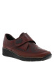 Thumbnail Mocassins en cuir bordeaux à semelle semi-compensé et talon plat avec fleurs noires imprimées - Image 2