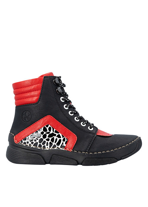 Bottines noires à talon compensé bas pourvues d'une fermeture zippée