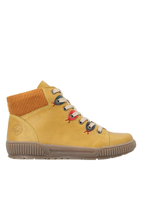 Bottines jaunes à talon plat pourvues de lacets...
