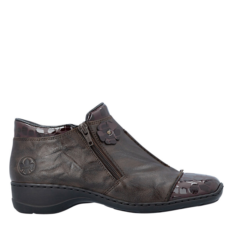 Rieker® - Bottines En Cuir Marron Pourvues D'un Talon à Décroché Bas Et D'un Zip - Marron Rieker® - Bottines En Cuir Marron Pourvues D'un Talon à Décroché Bas Et D'un Zip - Marron
